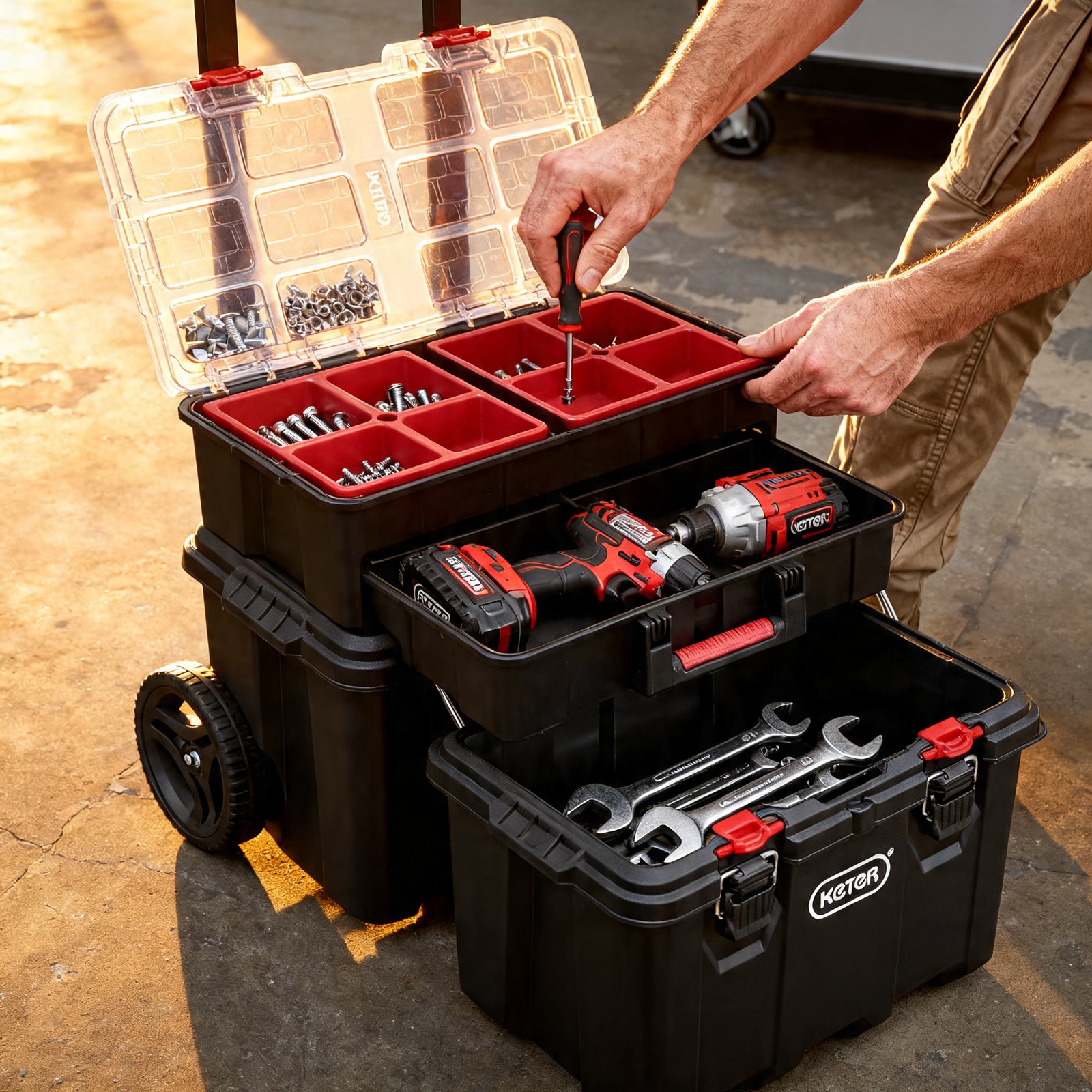 modular tool organizer in action